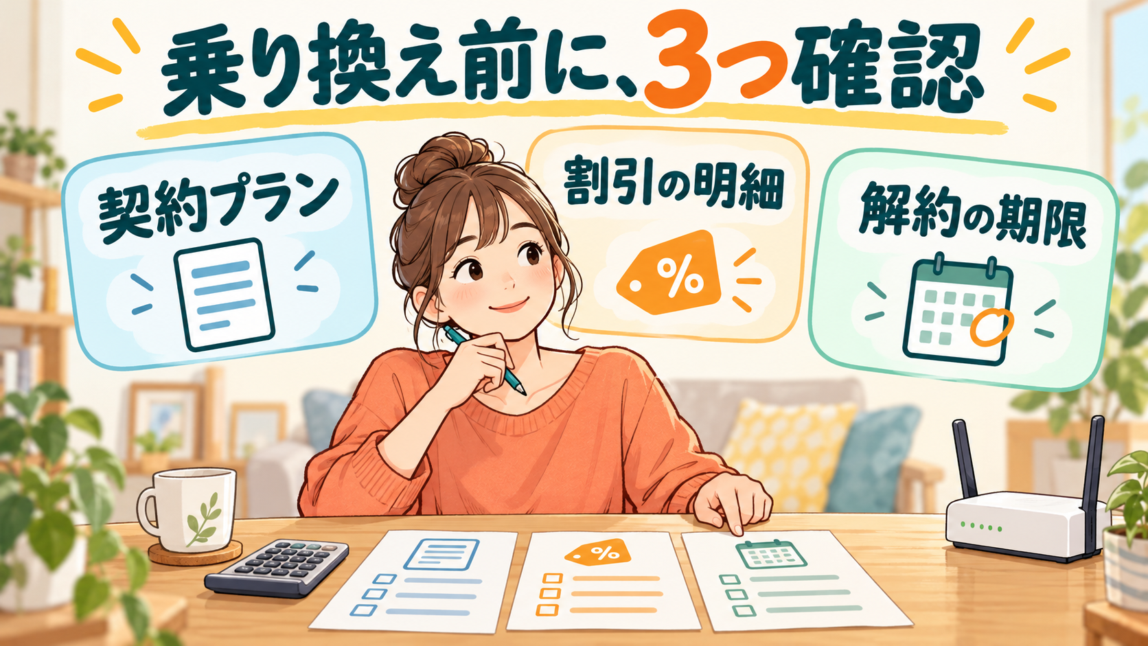 乗り換え前に確認する契約プラン、割引の明細、解約の期限